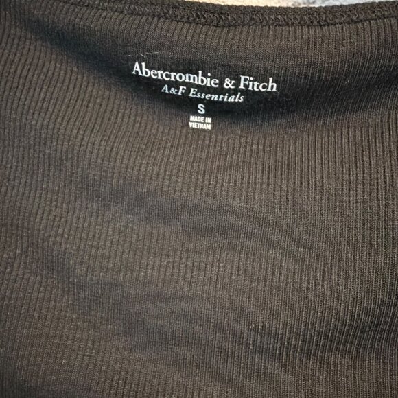 Abercrombie & Fitch Black Ribbed Square Neck Short Sleeve Top S - Picture 2 of 3